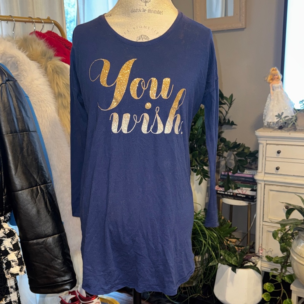 Victoria's Secret Navy Blue Long Sleeve Pajama Top - Picture 1 of 11
